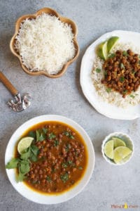 Punjabi Kala Chana or Black Chickpeas Curry made in Instant Pot. A homestyle mild spiced curry, best enjoyed with rice