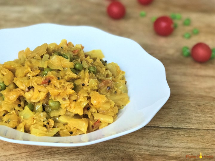 Cabbage Peas Stir Fry Patta Gobi Matar in Instant Pot Pressure Cooker