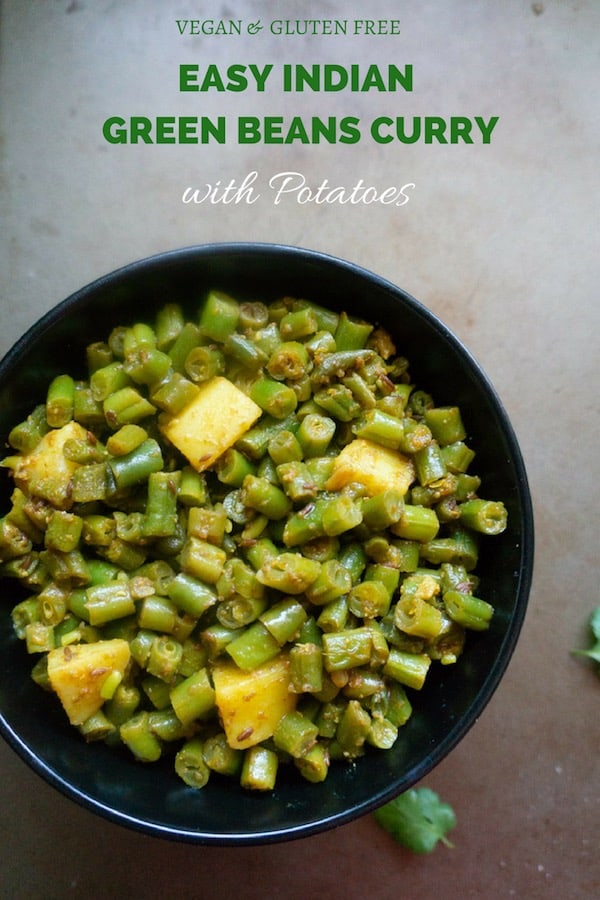 Aloo Beans (Indian Green Beans Curry) one of the quickest vegetable to make in the instant pot or stovetop. With just 2 minutes of pressure cooking, this will be perfectly cooked and not mushy | #aloobeans #instantpot #greenbeans #vegan #glutenfree 