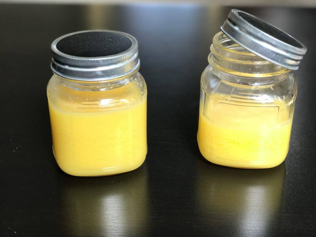 Ghee made in instant pot stored in 2 glass jars