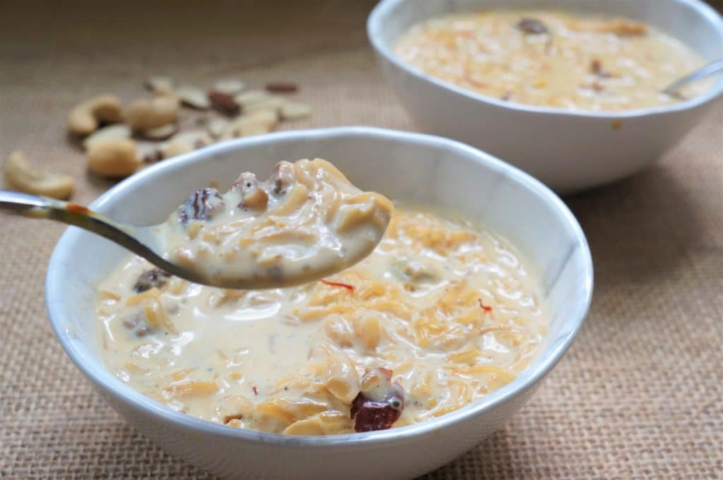 Seviyan or Vermicelli Kheer is a delicious dessert, perfect to make in the Instant Pot. A creamy and delicious pudding made with vermicelli, milk and sugar, infused with aromatic saffron, cardamom, nuts and raisins.