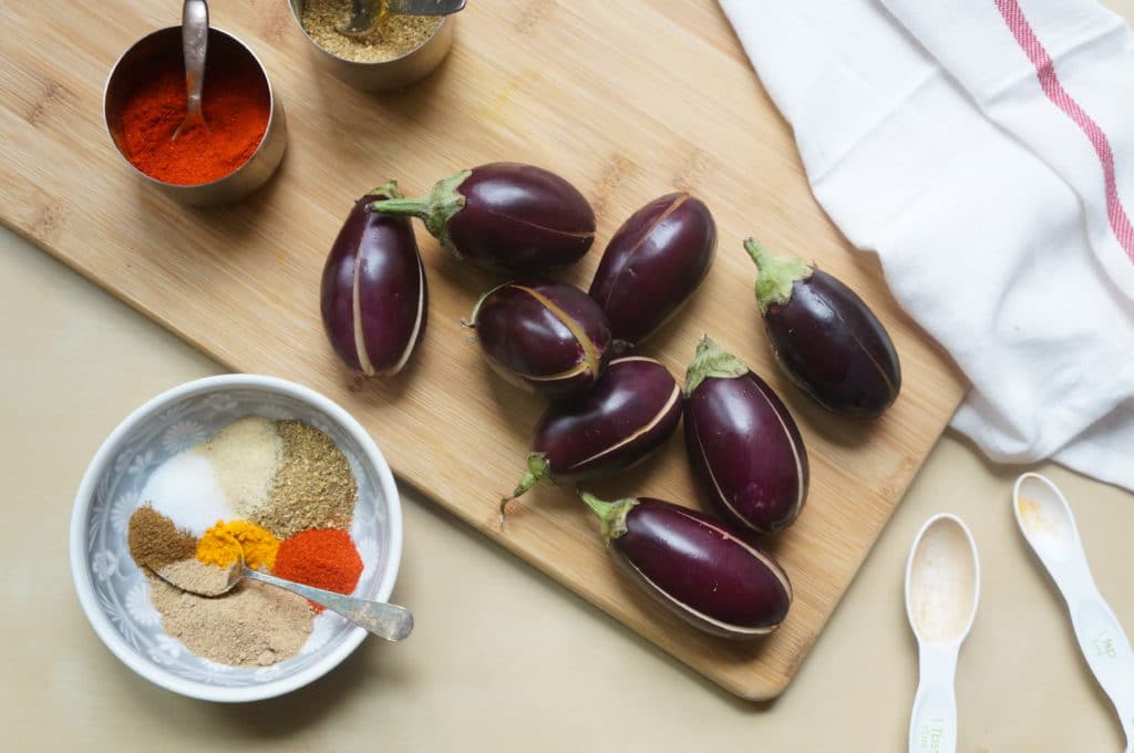 Air Fryer Stuffed Eggplant are delicious, made with baby eggplants stuffed with aromatic and flavorful spices. You can enjoy these air fryer eggplant as an appetizer or with your meal as a side. Air Fryer Stuffed Eggplant. Bharwan Baingan With slits and spices