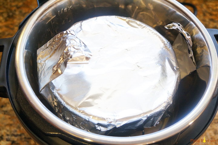 Orange Semolina Cake - in Instant Pot covered with foil