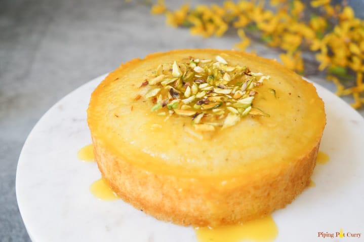 Ravani - Greek Syrup Soaked Semolina Cake - siftnwhisk