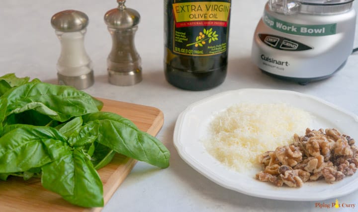 Basil Walnut Pesto Ingredients