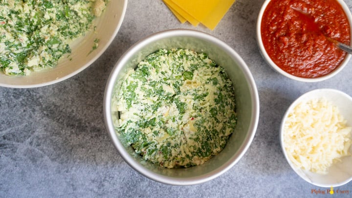 Spinach Artichoke Lasagna - Instant Pot 2. Layer mix