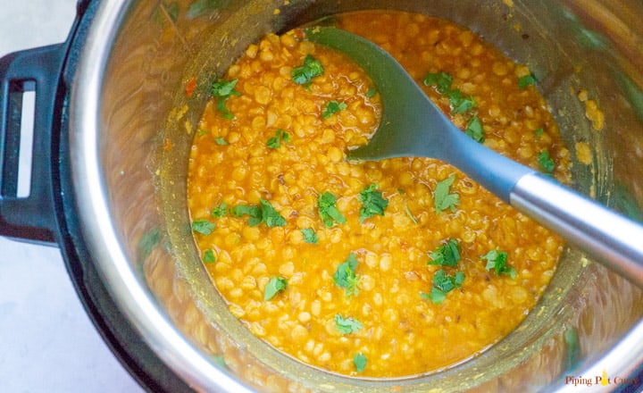 Chana Dal in Instant Pot - garnished with cilantro