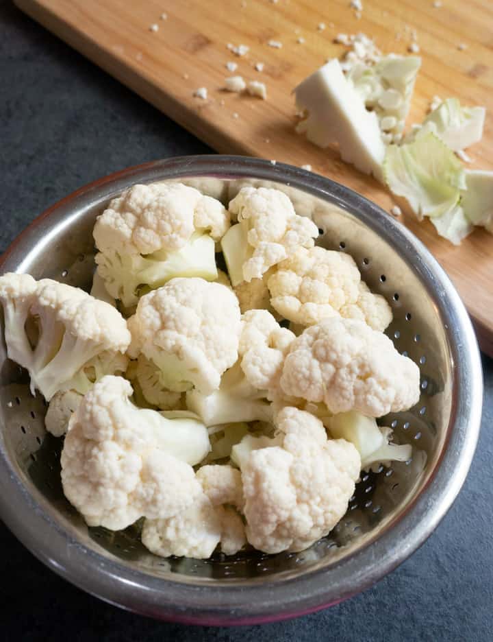 Cauliflower cut into equal size florets