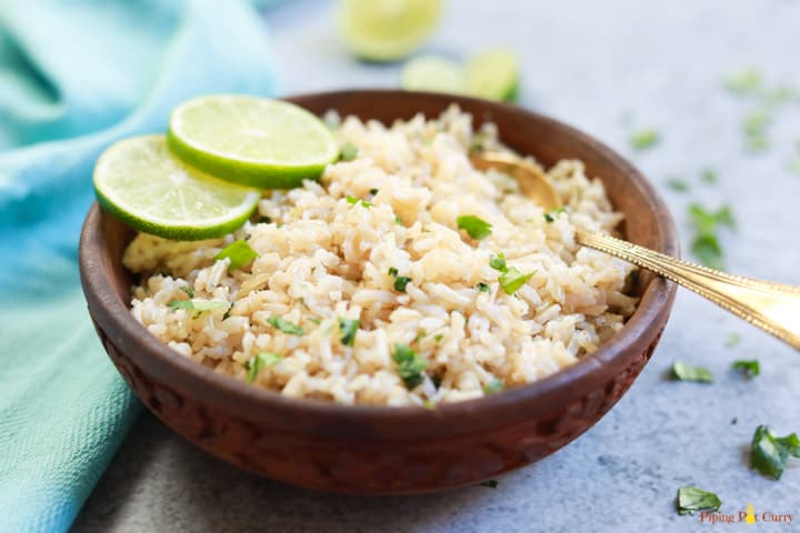 Cilantro Lime Brown Rice - Instant Pot - Piping Pot Curry