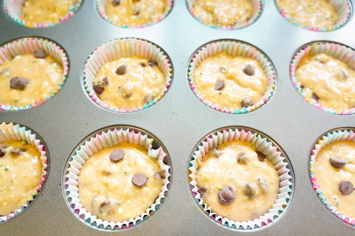 Zucchini Chocolate Chip Muffins ready to be baked
