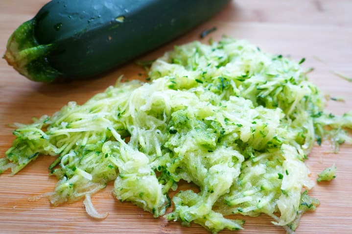 Shredded Zucchini to make Chocolate Chip Zucchini muffins